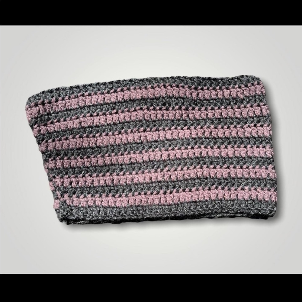 CUSTOM PURPLE STRIPED CROCHET CAT HAT MODERN STREETWEAR OR GRUNGE WEAR INDIE